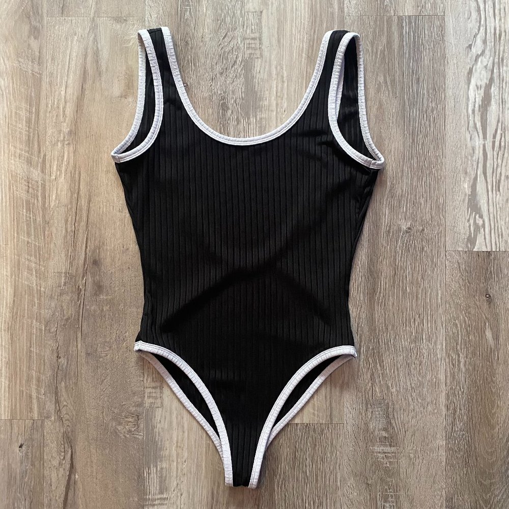 Black and White Ribbed Bodysuit